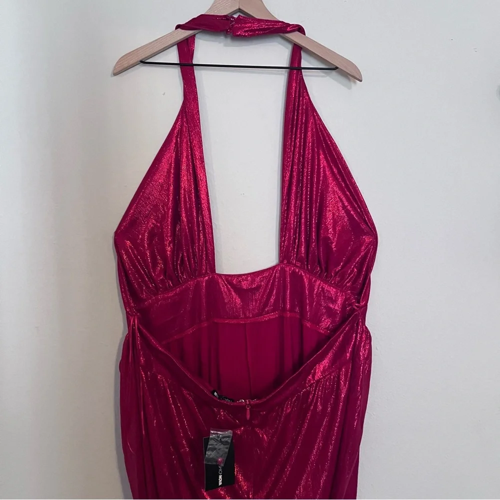 Fashion Nova Red Glitter and Glamour Jumpsuit 3X Plus Size Fashion Halter Top - Picture 6 of 13